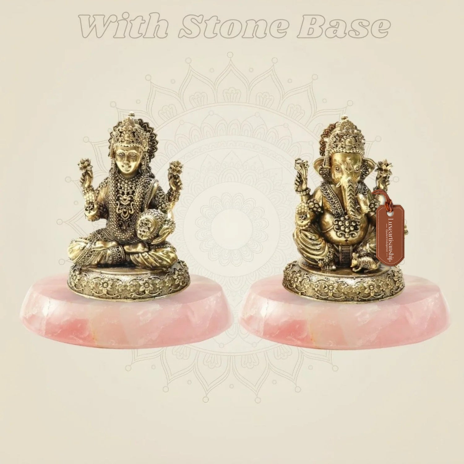 Brass Lakshmi and Ganesha Idol Pair 4" – Detailed Decorative Set - Luxeartisanship