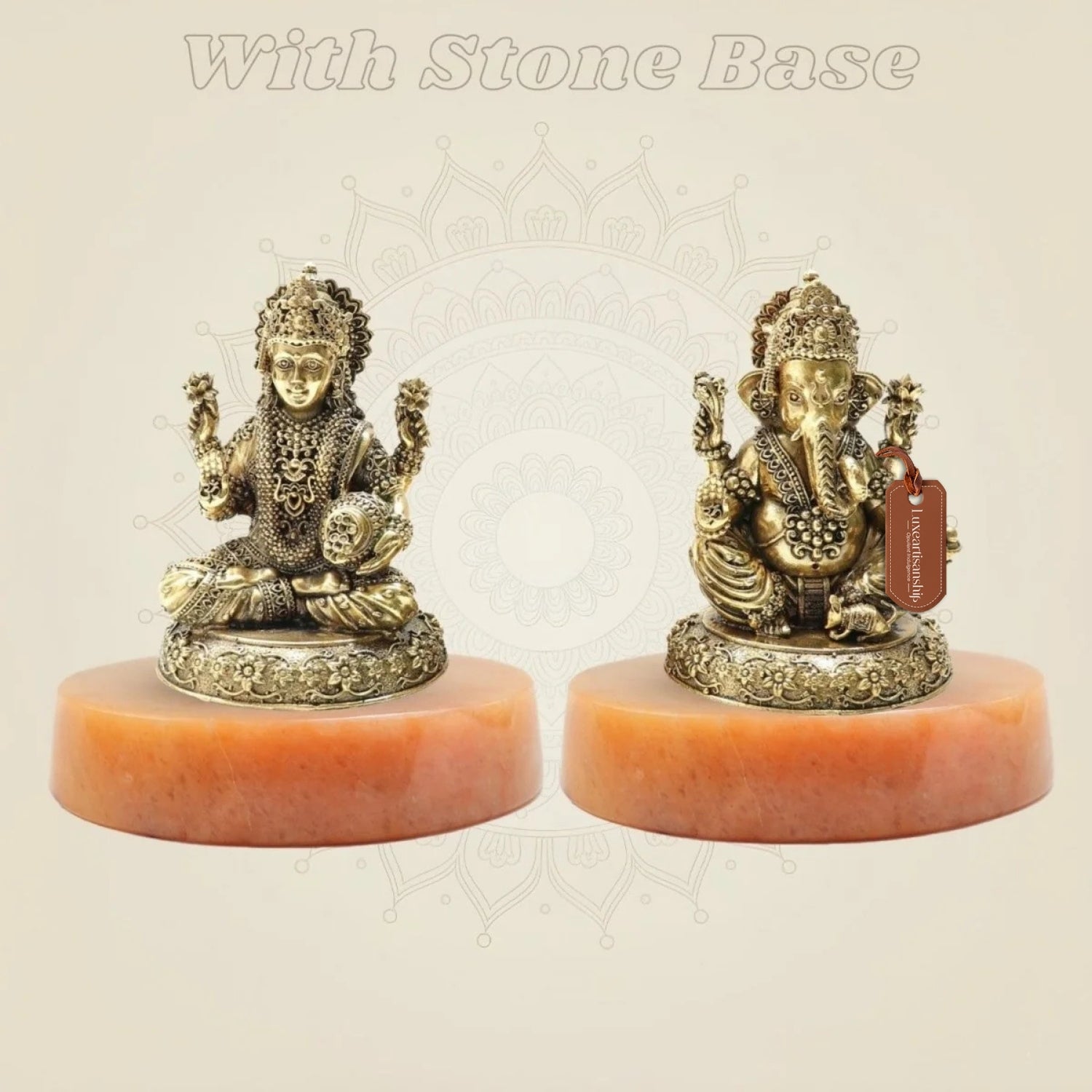 Brass Lakshmi and Ganesha Idol Pair 4" – Detailed Decorative Set - Luxeartisanship