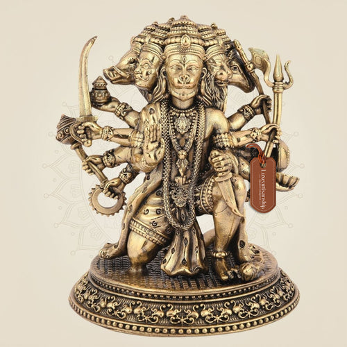 Panchmukhi Hanuman Idol 4.5" – Pure Brass Sculpture for Pooja & Protection