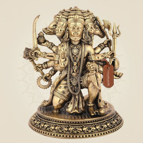 Panchmukhi Hanuman Idol 4.5" – Pure Brass Sculpture for Pooja & Protection