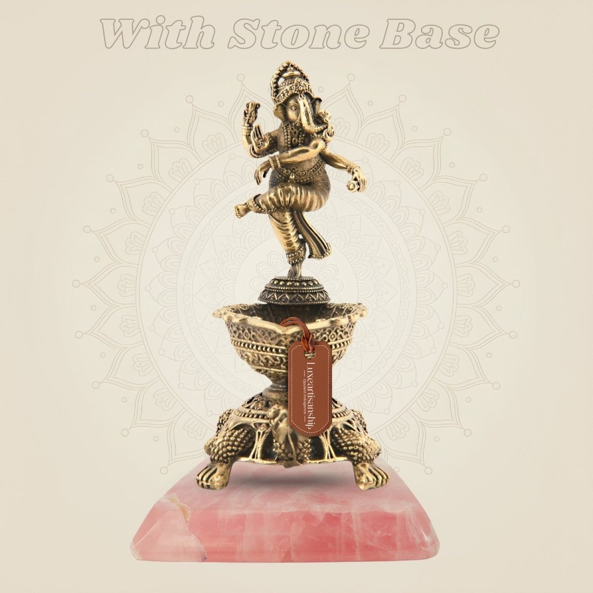 4" Brass Diya with Dancing Ganesha – Spiritual Oil Lamp for Puja & Decor - Luxeartisanship