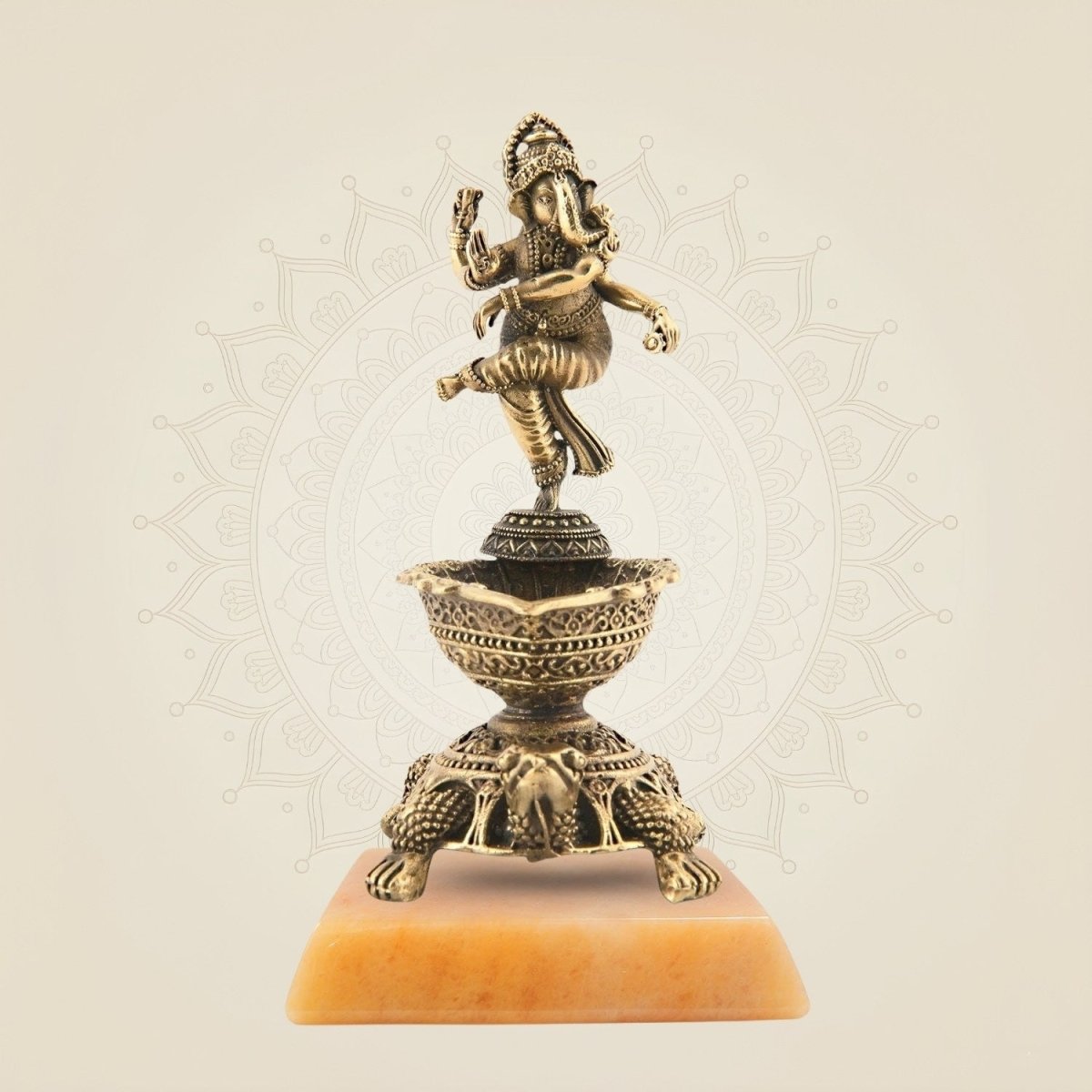 Brass Diya with stone base