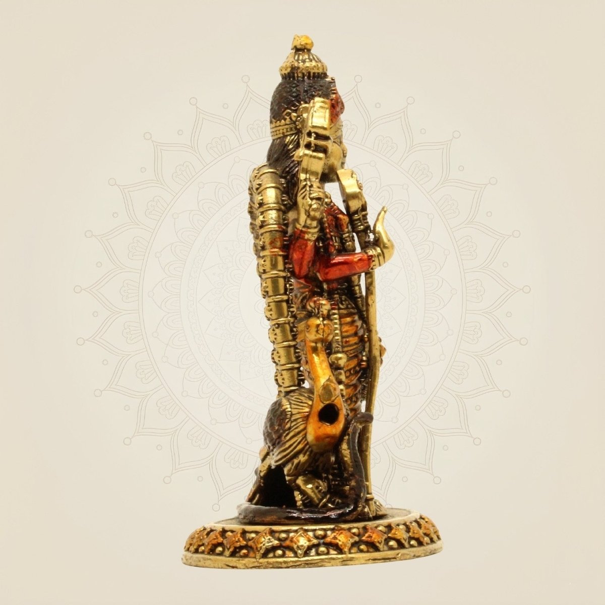 Colored Brass Lord Kartikeya with Peacock