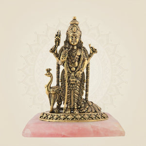 Brass Lord Kartikeya with Peacock on gemstone