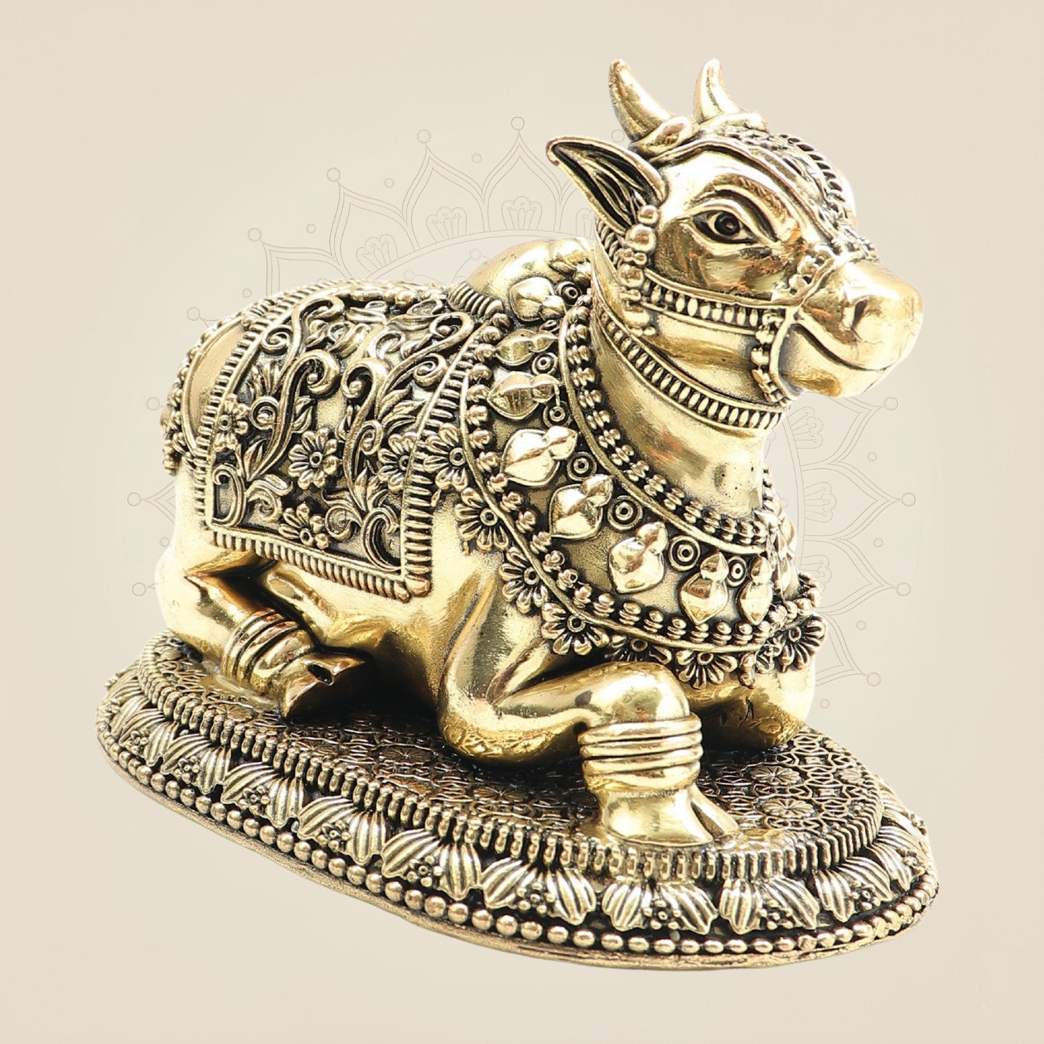 4" Brass Nandi Sitting Statue