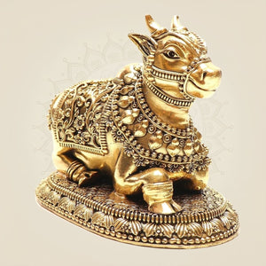 4" Brass Nandi Sitting Statue