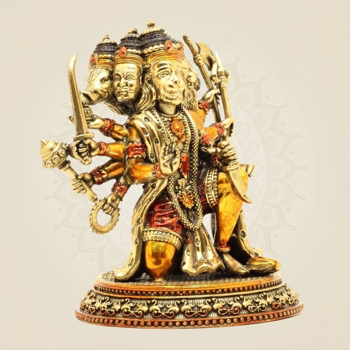 Exquisite Brass Panchmukhi Hanuman Murti