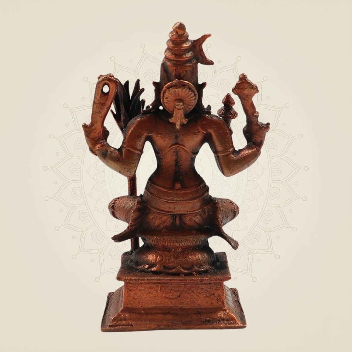 4" Goddess Lalita Devi Rajarajeshwari Idol – Handcrafted Copper Statue of Divine Grace - Luxeartisanship