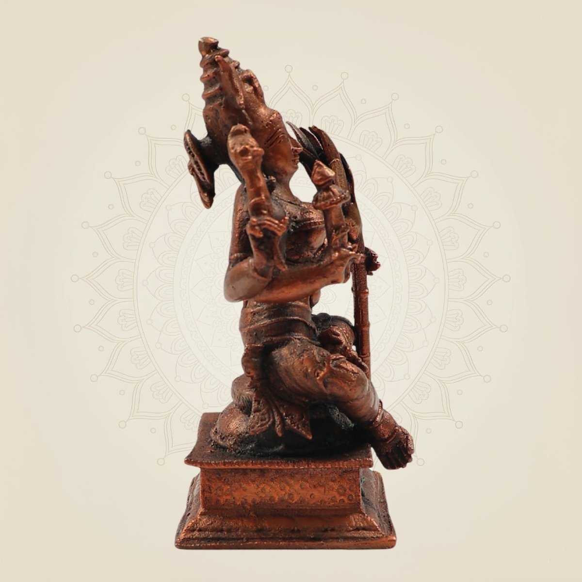 4" Goddess Lalita Devi Rajarajeshwari Idol – Handcrafted Copper Statue of Divine Grace - Luxeartisanship