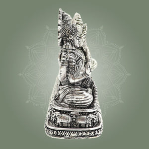 Ganesha Laxmi Saraswati Brass Silver Idol – Trimurti Set - Luxeartisanship