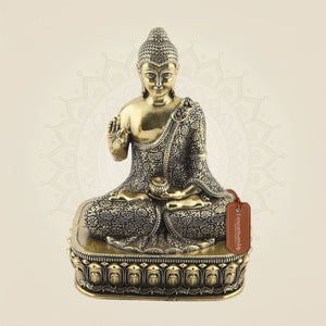 4" Meditating Buddha Brass Idol
