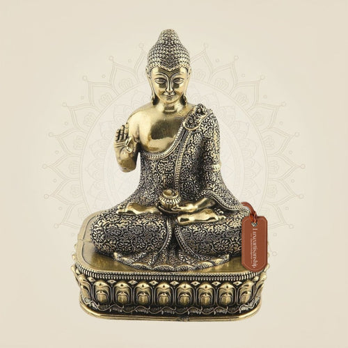 4" Meditating Buddha Brass Idol – Handmade Peaceful Statue