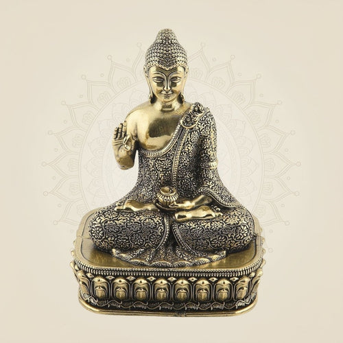 4" Meditating Buddha Brass Idol – Handmade Peaceful Statue