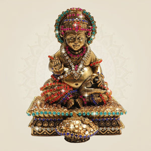 4" Premium Brass Lord Kuber Idol with Multicolour Jewellery Detailing - Luxeartisanship