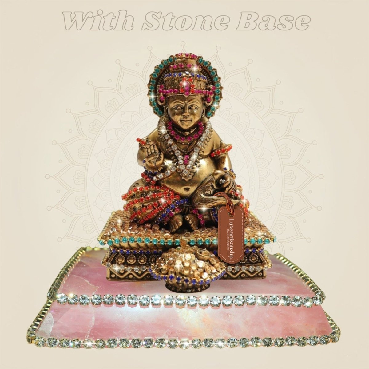 4" Premium Brass Lord Kuber Idol with Multicolour Jewellery Detailing - Luxeartisanship