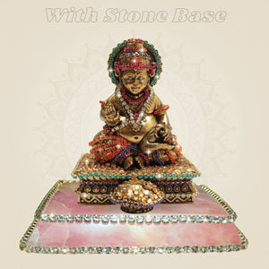 4" Premium Brass Lord Kuber Idol with Multicolour Jewellery Detailing - Luxeartisanship