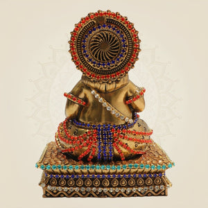 4" Premium Brass Lord Kuber Idol with Multicolour Jewellery Detailing - Luxeartisanship