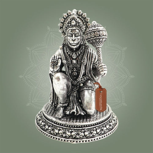 4" Silver-Plated Brass Hanuman Idol | Superfine Durable Finish