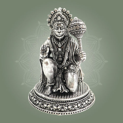 4" Silver-Plated Brass Hanuman Idol | Superfine Durable Finish