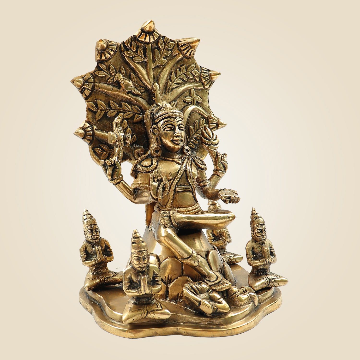 Handcrafted Brass Dakshinamurthy Idol 8.5" – Shiva as Supreme Teacher Statue