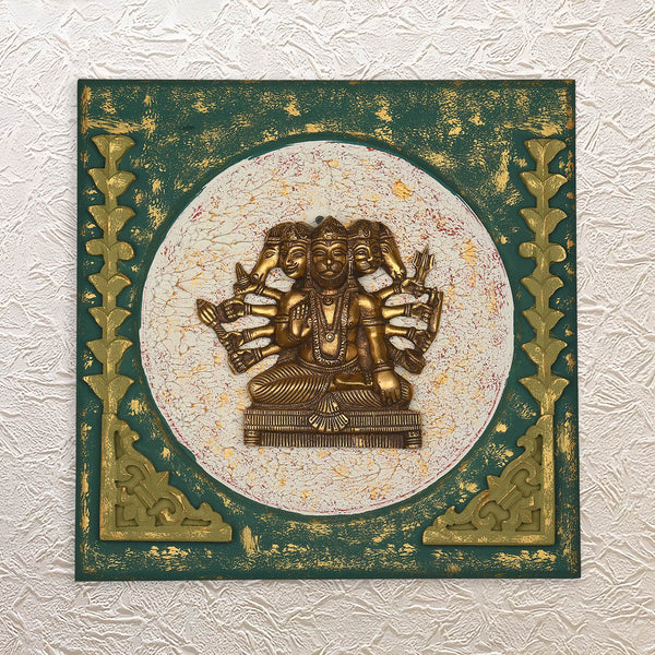 Premium Panchmukhi Hanuman Idol Wooden Wall Frame 16 – Spiritual Decor