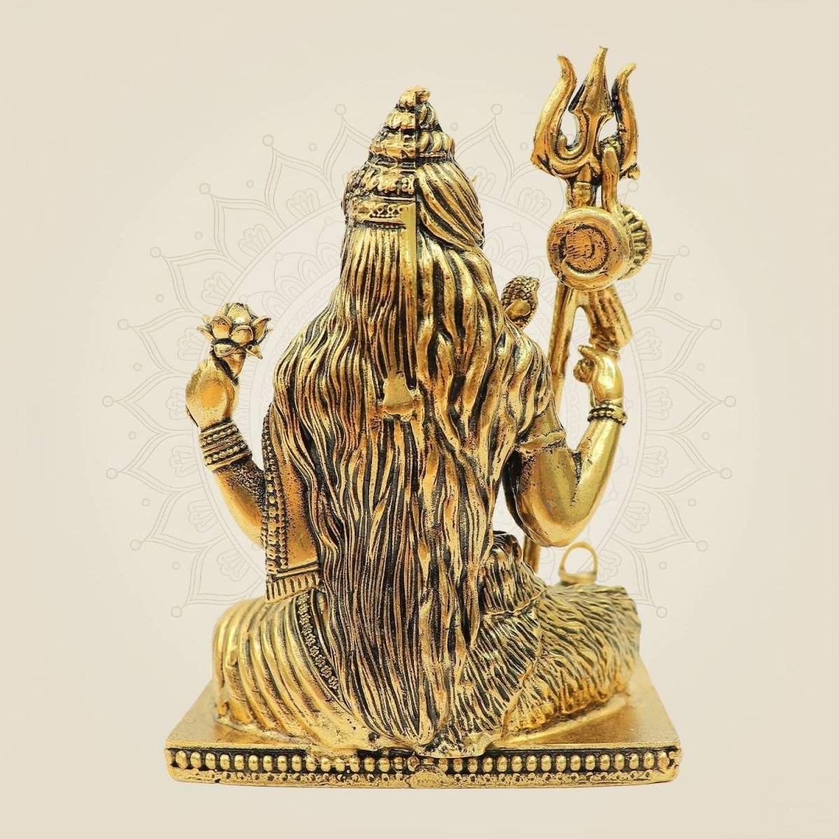 4.25" Brass Ardhanarishwar Idol with Shivling | Shiva Parvati Divine Statue for Temple Decor - Luxeartisanship
