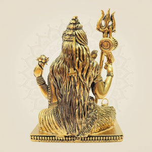 4.25" Brass Ardhanarishwar Idol with Shivling | Shiva Parvati Divine Statue for Temple Decor - Luxeartisanship