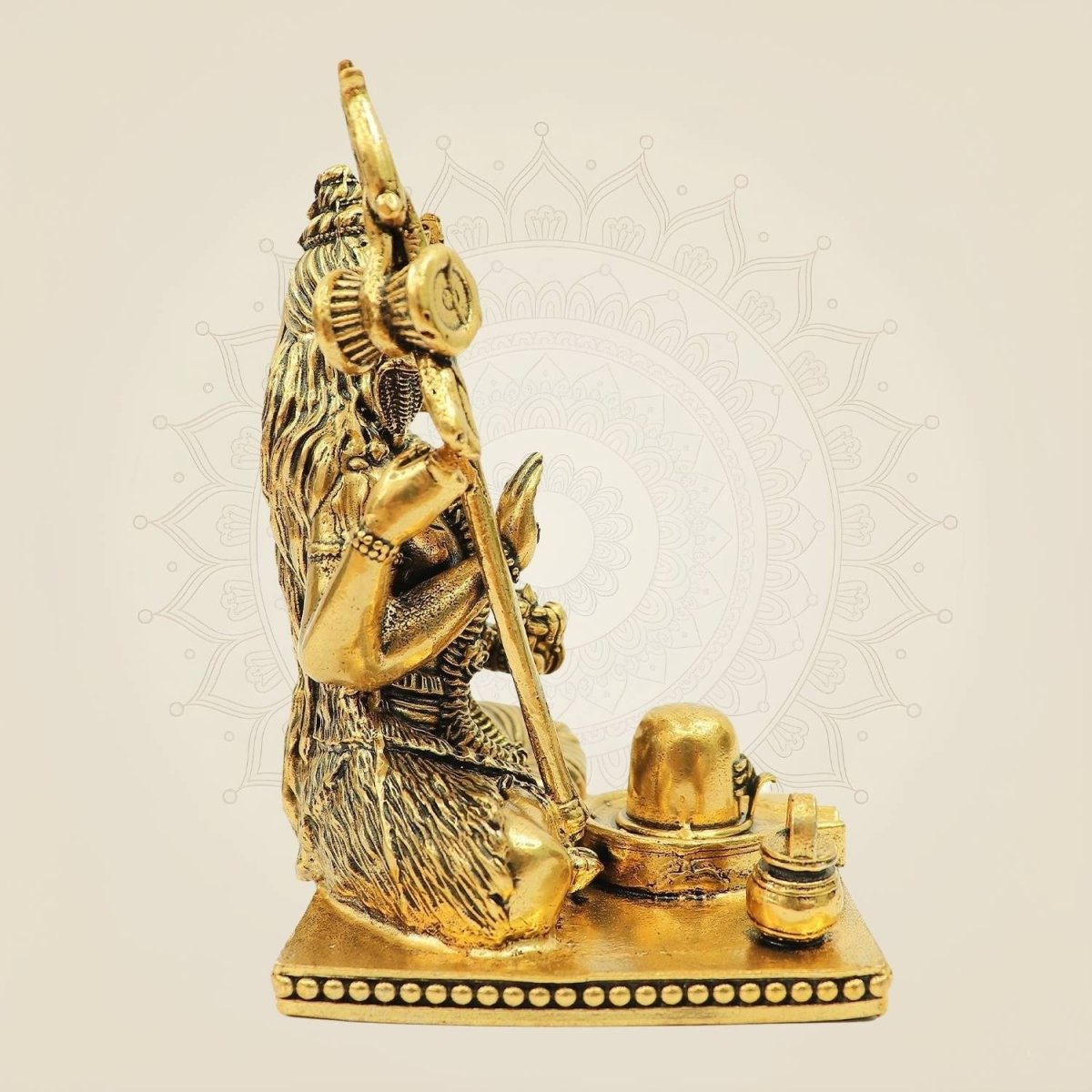 4.25" Brass Ardhanarishwar Idol with Shivling | Shiva Parvati Divine Statue for Temple Decor - Luxeartisanship