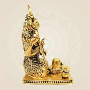 4.25" Brass Ardhanarishwar Idol with Shivling | Shiva Parvati Divine Statue for Temple Decor - Luxeartisanship