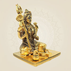 4.25" Brass Ardhanarishwar Idol with Shivling | Shiva Parvati Divine Statue for Temple Decor - Luxeartisanship