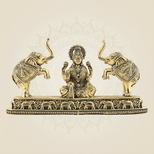 4.25" Brass Gajalakshmi Idol | Vastu Decor for Fortune, Growth & Gifting