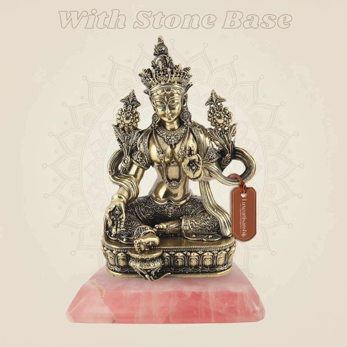 4.25" Tara Maa Brass Idol with stone base