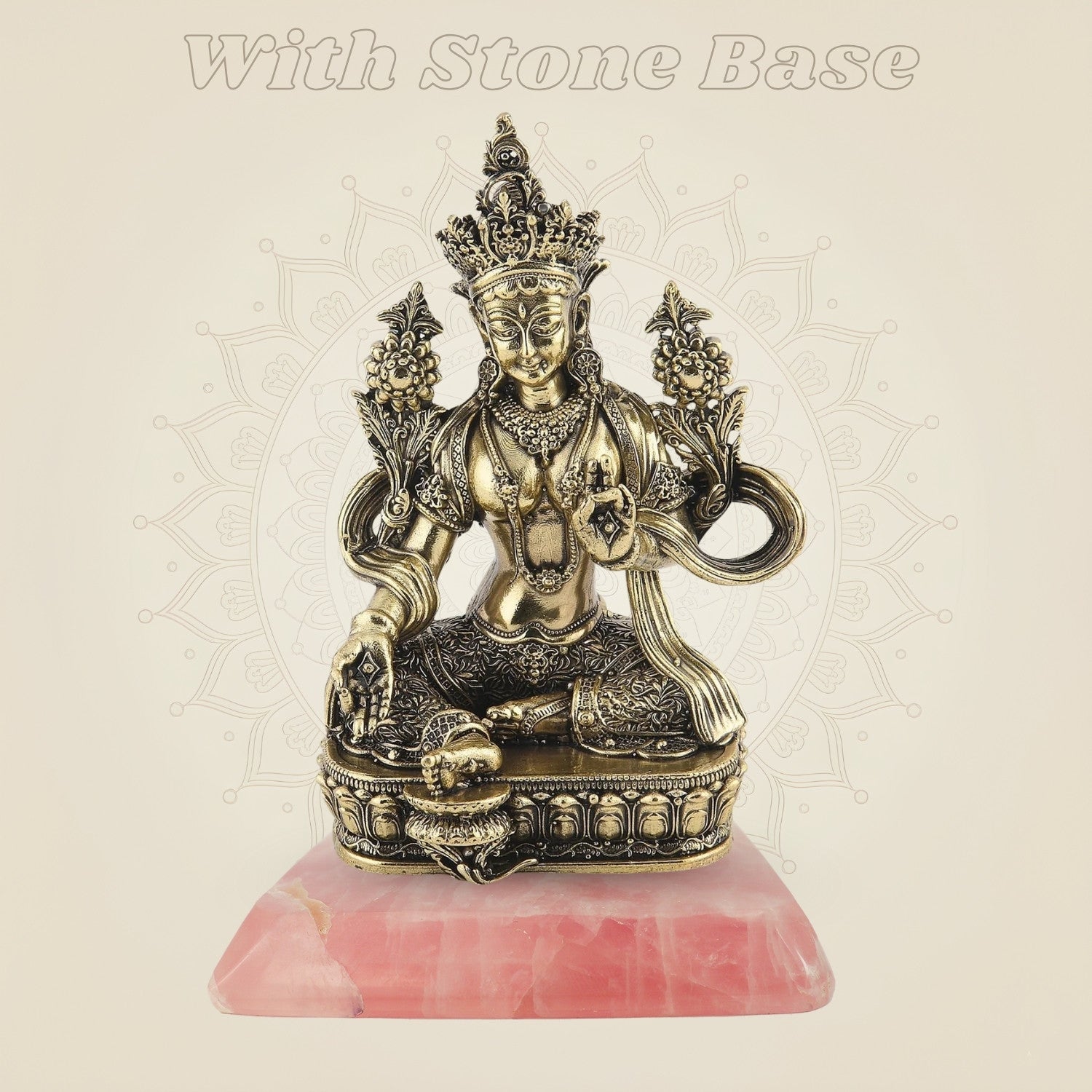 4.25" Tara Maa Brass Idol with stone base