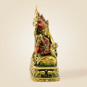Brass Ganesh Lakshmi Saraswati Idol Set | Divine Hindu God Statue for Pooja & Home Decor 4" - Luxeartisanship