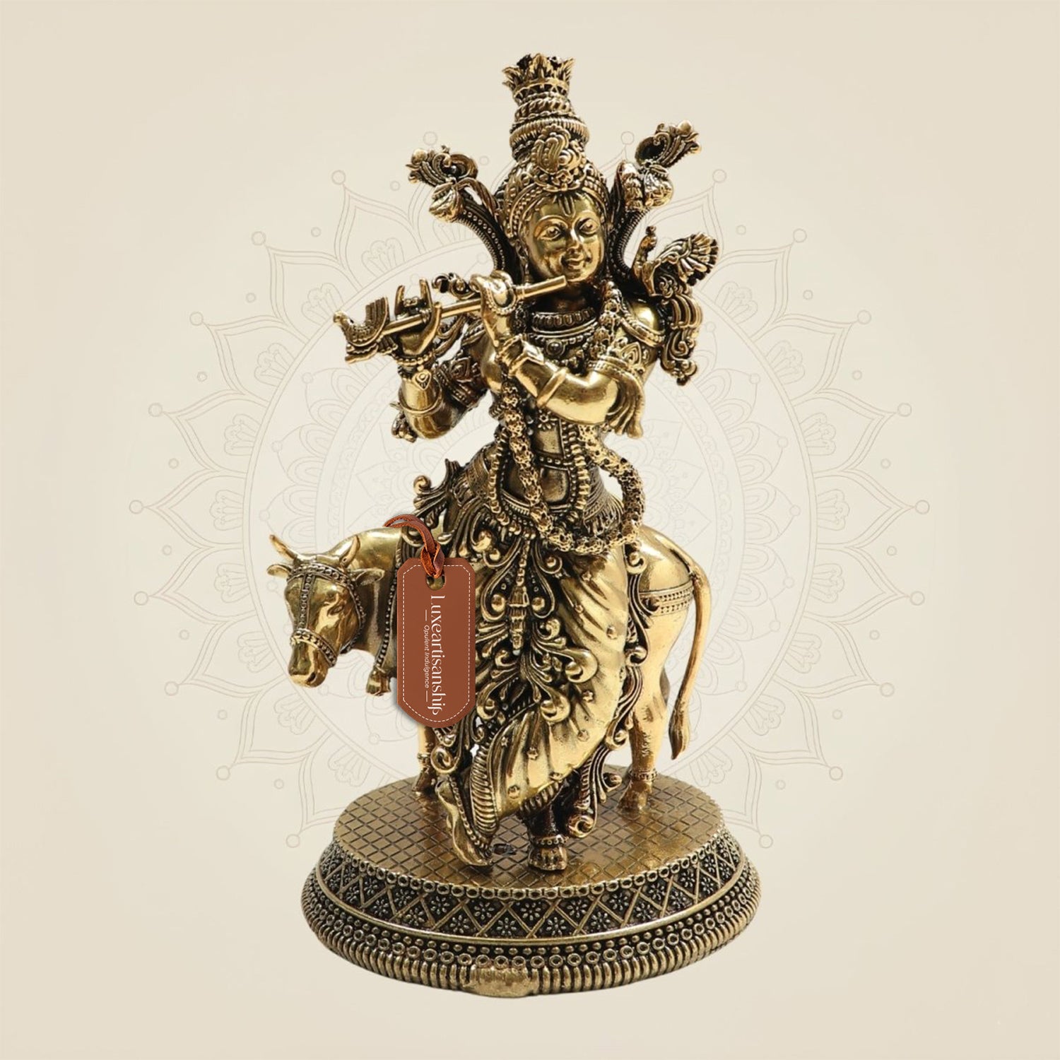 Brass Krishna Ji with Cow – A Timeless Symbol - Luxeartisanship
