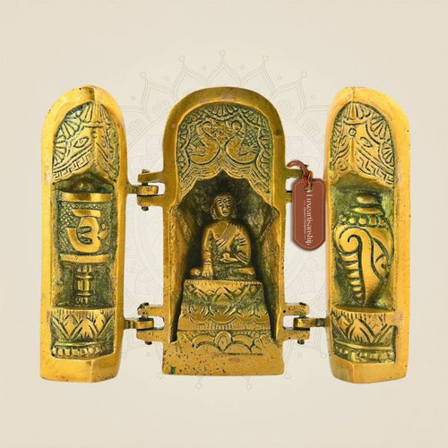 4.5" Folding Buddha Temple – Unique Brass Statue | Artisan Home Decor
