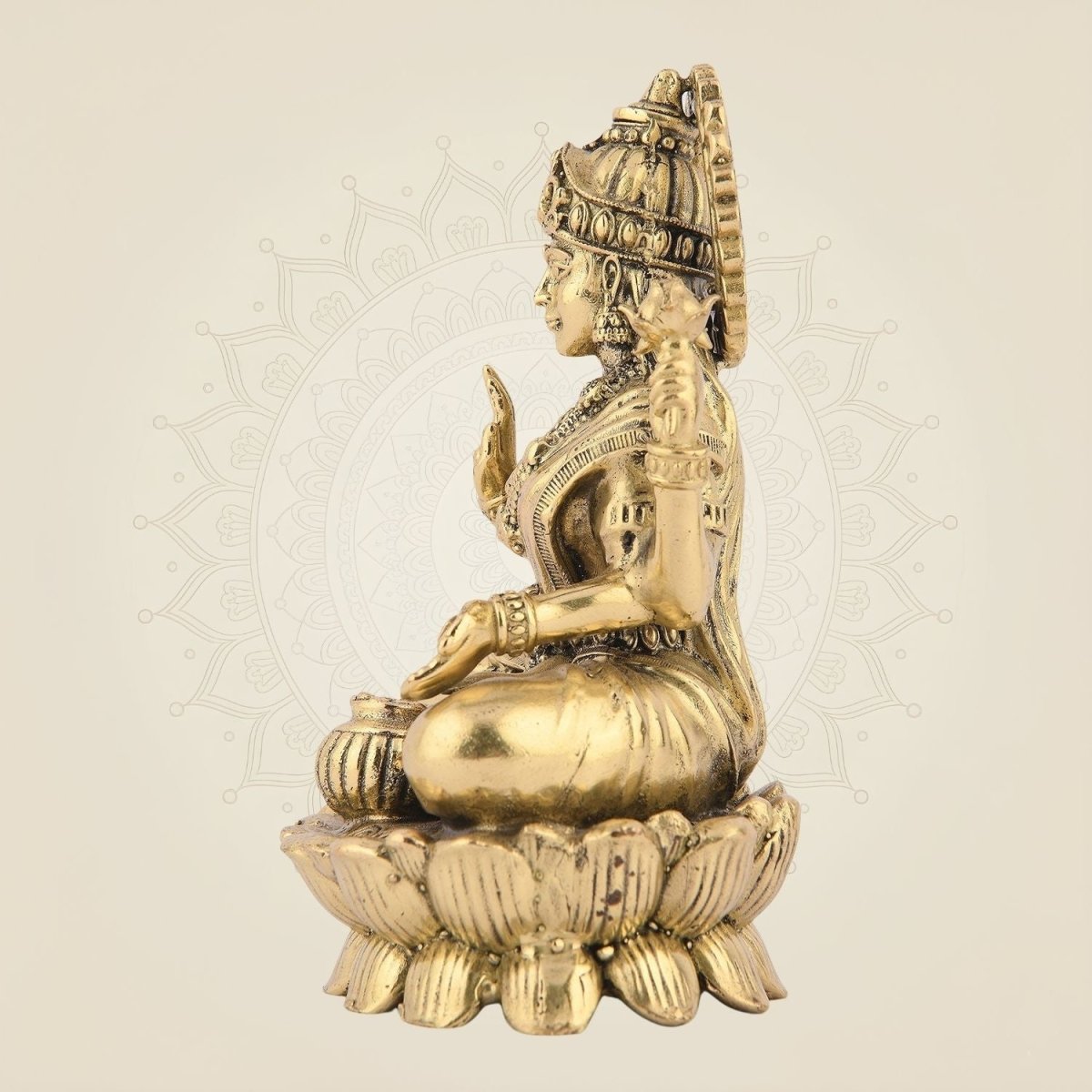 Laxmi Ji Seated on Lotus brass statue