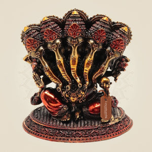 Pure Brass Panchmukhi Ganesh Sculpture Multi colored