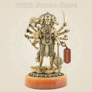 5" Brass Panchmukhi Hanuman Idol – Ten - Armed Superfine Standing Statue - Luxeartisanship