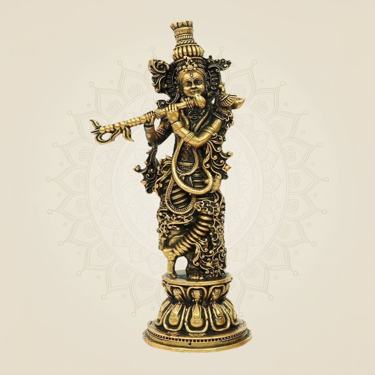 4.75" Krishna Bronze Idol – South Indian Divine Murti for Mandir - Luxeartisanship