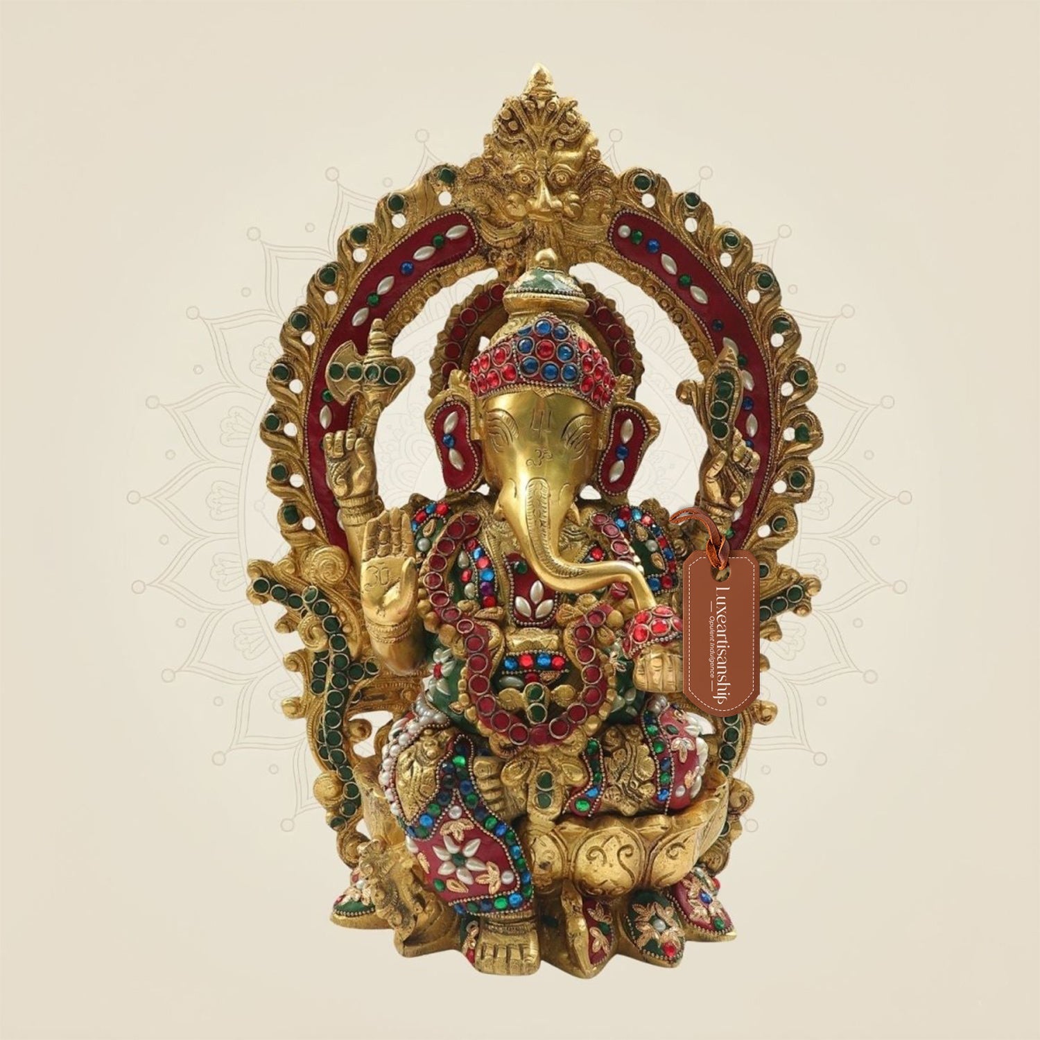 Ganesh Brass Murti 15"