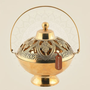 5" Brass Dhoop Dani – Handcrafted Pooja Incense Dhooni Diya for Home