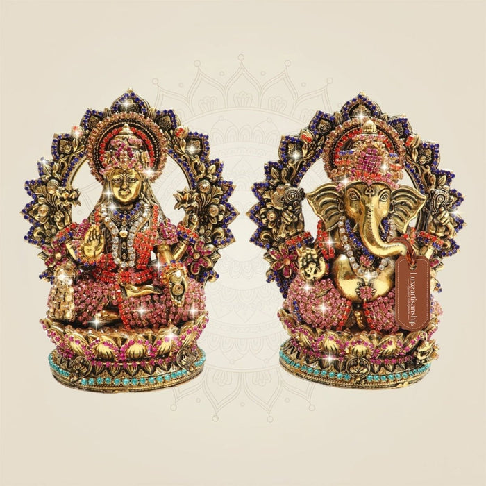 Brass Lakshmi Ganesh Stone Work