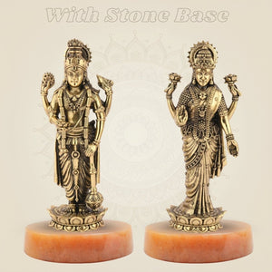 5" Brass Lakshmi Vishnu Idol with gemstone base