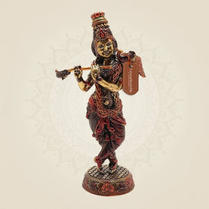 Brass Lord Krishna with Peacock Idol