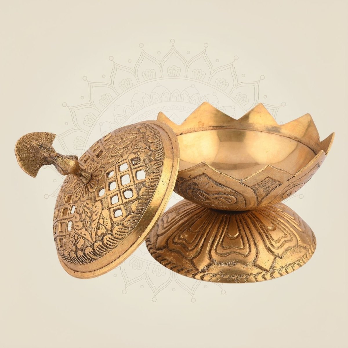 Brass Lotus Peacock Dhoop Dani
