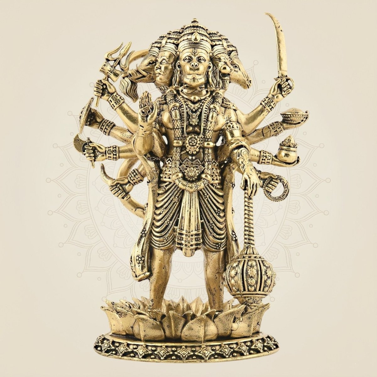Brass Panchmukhi Hanuman Idol
