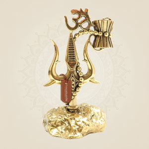 Brass Trishul with Damru & Om