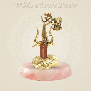 5" Brass Shiva Trishul with Damru and Om Emblem – Sacred Symbol Décor - Luxeartisanship