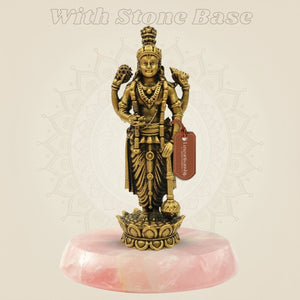 5" Bronze Lord Vishnu Idol with stone base